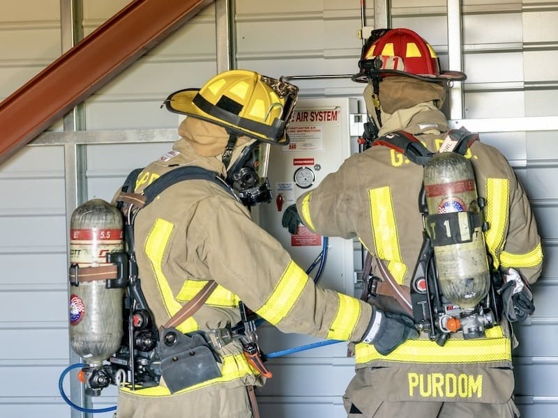a firefighter wearing fire gear